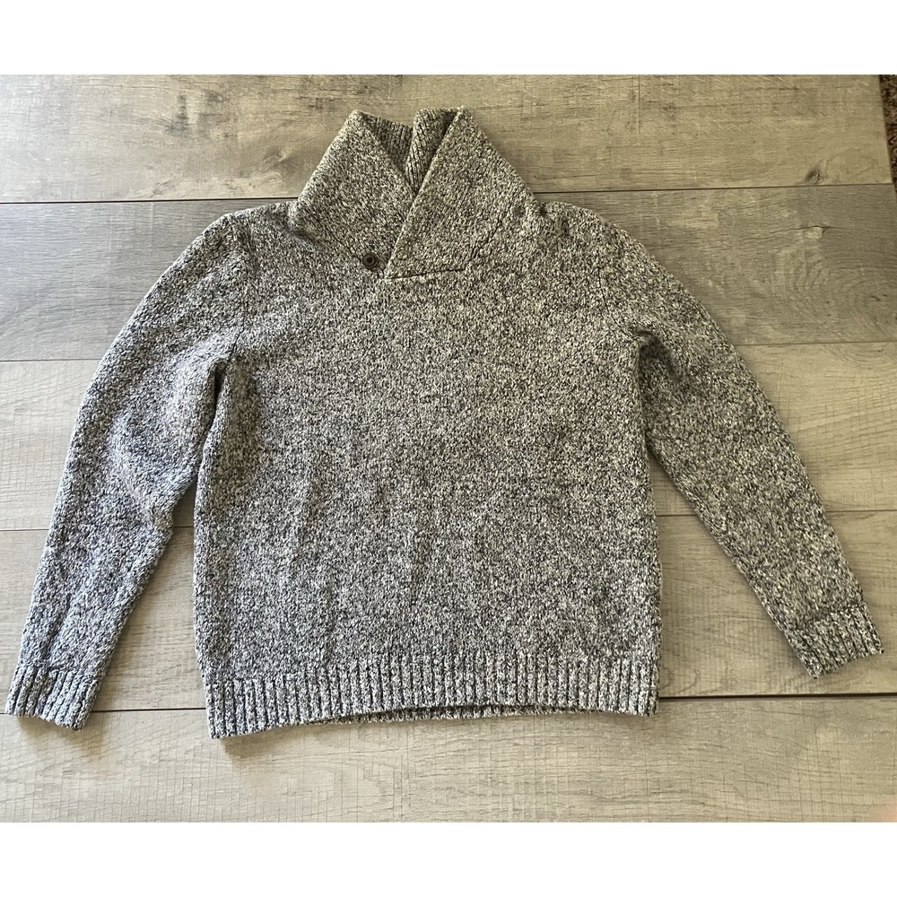 Abercrombie & Fitch Shawl Collard Marked Gray & White Pullover Sweater Size XXL